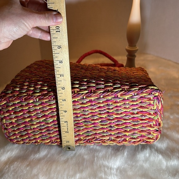 Vintage straw bag orange, green, pink, purple (make an original Easter basket) - Picture 8 of 10